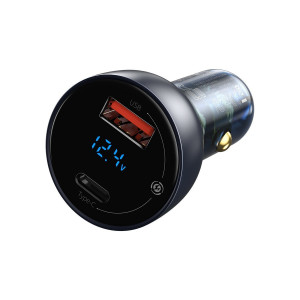 Incarcator Auto Rapid 65W Baseus Dual Display Digital Particular QC+PPS Gri CCKX-C0G