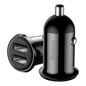 Incarcator Auto Rapid BASEUS Grain 2xUSB 5V 4.8A (Negru) CCALLP-01