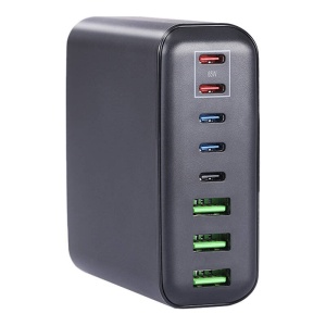 Incarcator Rapid GAN Multifunctional Pentru Birou Blitzwolf BW-S26 250W, 8 Porturi (Negru)