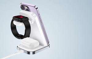 Incarcator Wireless Inductiv Cu Suport 3in1 Qi Acefast E15 15W (alb)