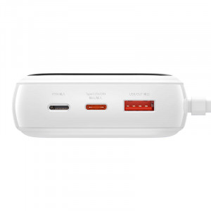 Powerbank cu cablu USB-C Baseus Qpow USB-C, USB, 20000 mAh, 22.5 W (alb) PPQD-I02 - Img 4