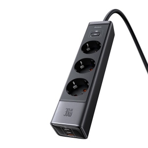 Prelungitor Electric Multiplu 6in1 GAN McDodo CD286 3x AC 2x USB-C 1x USB-A 30W, Cablu 2m (Negru)