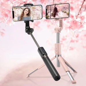 SelfieStick Trepied Telescopic + Telecomanda Bluetooth Spigen S540W negru