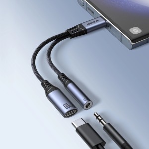 Adaptor Audio 2in1 DAC Joyroom SY-C02 USB-C la USB-C / Mini Mufa 3.5 mm (negru)