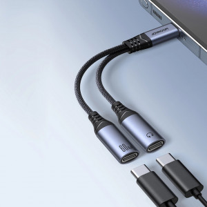 Adaptor Audio 2in1 Joyroom SY-C03 USB-C la 2xUSB-C (negr