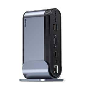 Adaptor Hub Multifunctional USB-C Statie De Lucru 16 Porturi Baseus (Gri inchis) CAHUB-BG0G