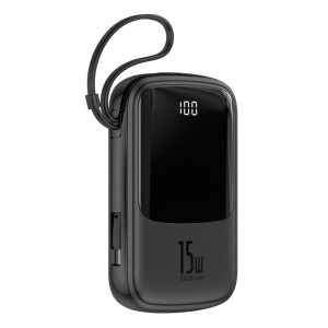 Baterie externa PowerBank BASEUS Q 3A afisaj digital 10000mAh, IP, USB, USB-C, 15W cu cablu tip C (negru) PPQD-A01 - Img 4