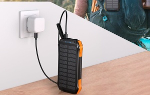 Baterie Externa Powerbank Solar de Calatorie Choetech B658 2x USB 10000mAh Qi 5W (Negru/Portocaliu)