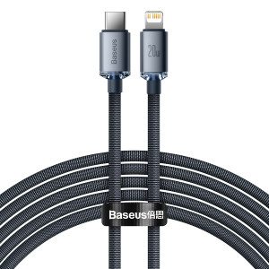 Cablu Incarcare Rapida Baseus Crystal Shine USB-C la Lightning, 20W, PD, 2m (negru) CAJY000301