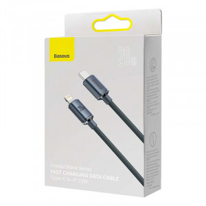 Cablu Incarcare Rapida Baseus Crystal USB-C la Lightning, 20W, PD, 1.2 m (negru) CAJY000201