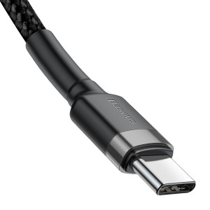 Cablu Incarcare Rapid USB-C la USB-C BASEUS Cafule PD2.0 60W 20V 3A 2m (Negru/Gri) CATKLF-HG1