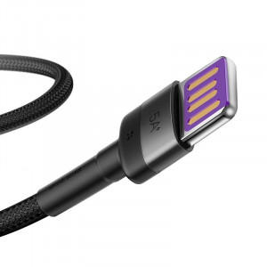 Cablu de date USB-C Baseus Cafule Huawei SuperCharge, QC 3.0, 5A 1m (negru+gri) CATKLF-PG1 - Img 2