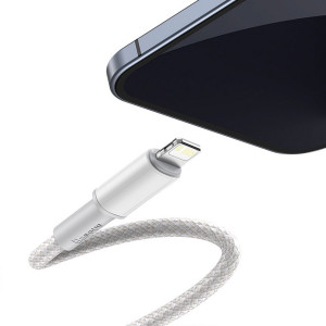 Cablu impletit de inalta densitate Baseus USB-C la Lightning, PD, 20W, 1m (alb) CATLGD-02 - Img 5