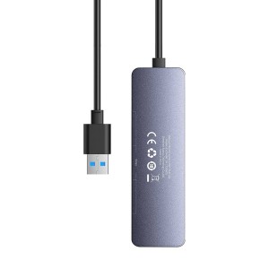 Hub 4 in 1 Baseus UltraJoy Lite 150 cm USB-A la 4x USB 3.0 + USB-C 5V (gri)