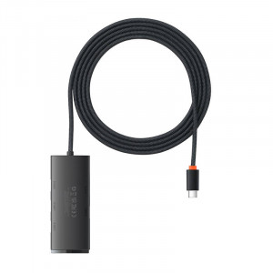 Hub 4in1 Baseus Lite Series USB-C la 4x USB 3.0 + USB-C, 2m (Negru)