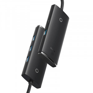 Hub 4in1 Baseus Lite Series USB-C la 4x USB 3.0 + USB-C, 2m (Negru)