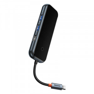Hub 5in1 seria Baseus AcmeJoy USB-C la 2xUSB 3.0 + USB 2.0 + USB-C PD + RJ45 (gri inchis) WKJZ010113 - Img 3