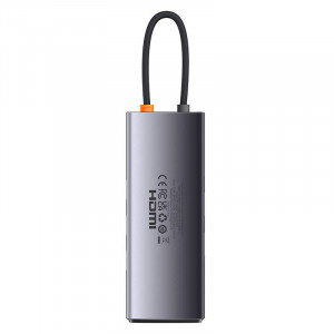 Hub 6in1 Baseus StarJoy Series, USB-C la 3x USB 3.0 + HDMI + USB-C PD + RJ45 (gri) WKWG080013 - Img 4