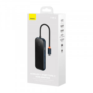 Hub 7in1 Baseus AcmeJoy Series USB-C la 2xUSB 3.0 + HDMI + USB 2.0 + USB-C PD + SD/TF (gri inchis) WKJZ010413 - Img 4