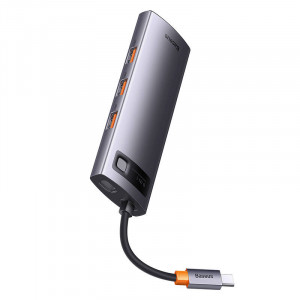 Hub 8in1 Baseus StarJoy Series, USB-C la 3x USB 3.1 + HDMI + USB-C PD + RJ45 + microSD/SD (gri) WKWG080213 - Img 7