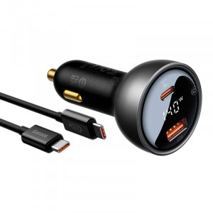 Incarcator Auto Rapid Baseus Superme, USB, USB-C, 140W (negru)