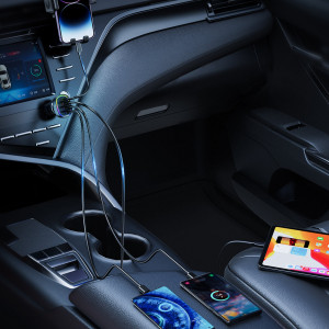 Incarcator Auto Rapid Joyroom JR-CL29 2x USB + 2x USB-C 70W (Negru)