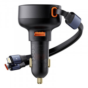 Incarcator Auto Rapid Baseus Enjoyment USB cu cablu USB-C si Lightning 60W