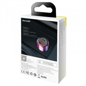 Incarcator Auto Rapid Baseus Magic USB + USB-C QC 4.0 PD 45W (Rosu/Albastru) CCMLC20C-09