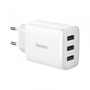 Incarcator Telefon Rapid Compact Baseus, 3x USB, 17W (Alb) CCXJ020102