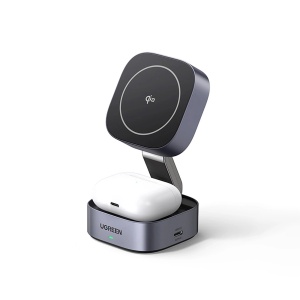 Incarcator Wireless Magnetic 3in1 Ugreen W702 MagSafe / Qi2 USB-C 20W (Negru)