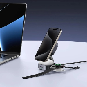 Incarcator Wireless Magnetic 3in1 Ugreen W702 MagSafe / Qi2 USB-C 20W (Negru)