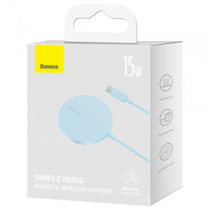 Incarcator wireless magnetic Baseus Simple Mini3 15W (albastru) 