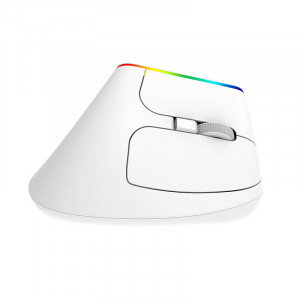Mouse Wireless Vertical Delux M618C 2.4G 1600DPI RGB (Alb)