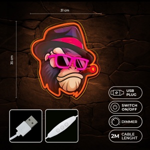 Neon LED ART GANGSTA MONKEY Forever Light FLA03, 310x18x350mm (Multicolor)