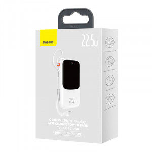 Powerbank Baseus Qpow PRO cu cablu, 10000 mAh, 22.5 W (alb) PPQD060102 - Img 13
