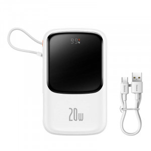 Powerbank Baseus Qpow PRO cu cablu, USB-C, 2xUSB, 10000mAh, 20W (alb) PPQD060002 - Img 2