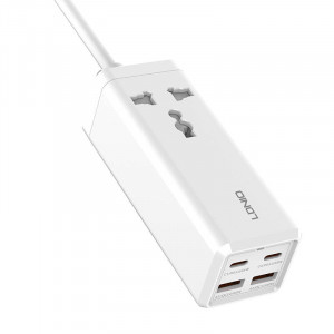 Prelungitor electric multiplu cu 1 priza AC, 2x USB, 2x USB-C LDNIO SC1418, 2500W (alb) - Img 2