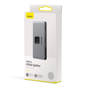 Hub Splitter HDMI Bidirectional Baseus Matrix 2x1 / 1x2, 4K gri CAHUB-BC0G