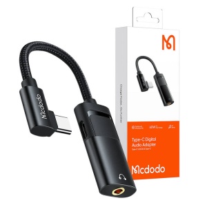 Adaptor Audio 2 in 1 Mcdodo CA-1880 USB-C la AUX Mini Jack 3.5mm + USB-C 60W Max (Negru)