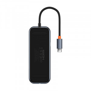 Adaptor Hub Baseus 8in1 USB-C si HDMI + 2xUSB + PD + SD/TF + RJ45 (gri inchis) WKJZ010613 - Img 1