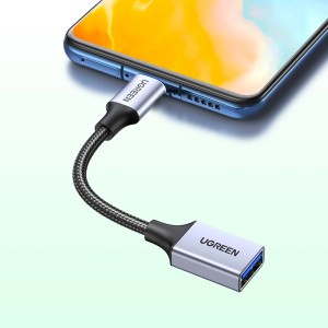 Adaptor USB-C la USB 3.0 OTG UGREEN US378, 15cm (gri) 70889
