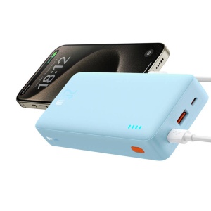 Baterie Externa Powerbank Baseus AirPow 20000mAh 20W USB, USB-C si Micro USB (Albastru)