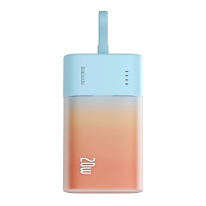 Baterie Externa Powerbank Baseus Popsicle 5200mAh 20W Cablu Lightning Incorporat + Cablu Alb Baseus Simple USB-C - USB-C 60W/20V/3A/30cm (Albastru/Portocaliu)