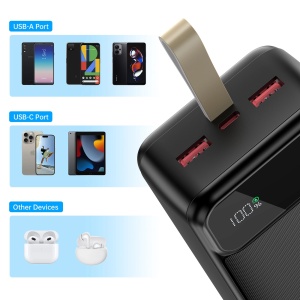 Baterie Externa Powerbank Choetech B730 30000mAh 22.5W PD, USB-C 2x USB-A (Negru)