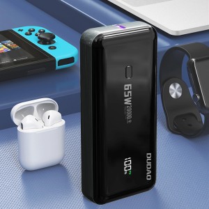 Baterie Externa Powerbank Dudao K65 cu display USB-A / USB-C 20000mAh 65W - Negru