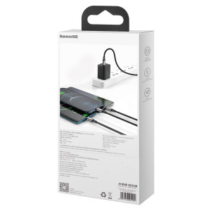 Cablu Incarcare 3-in-1 Baseus Rapid Series USB-C pentru M+L+T 20W 1.5m Negru CAMLT-SC01