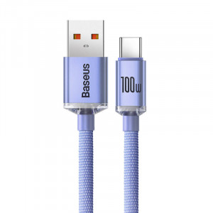 Cablu de date Baseus Crystal Shine USB la USB-C, 5A, 1.2 m (violet) CAJY000405 - Img 6