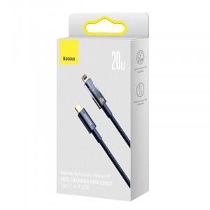Cablu de date Baseus Explorer, USB-C la Lightning, 20W, 1 m (albastru) CATS000003 - Img 4
