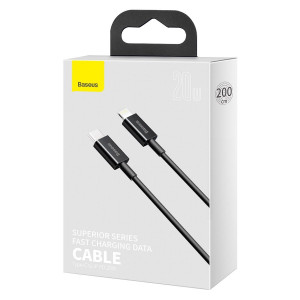 Cablu de date Baseus Superior Series USB-C la Lightning, 20W, PD, 2m (negru) CATLYS-C01 - Img 10