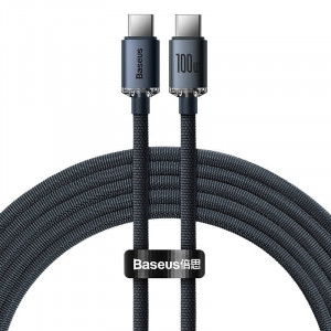 Cablu Incarcare rapida BASEUS Crystal Shine USB-C la USB-C 100W 480Mbps 2m (negru) CAJY000701
